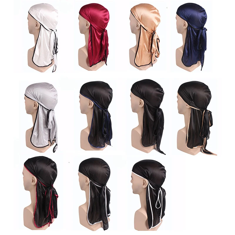 Unisex Men Women Bandana Durag Headwear Headwear Silk Pirate Cap Wrap Hats