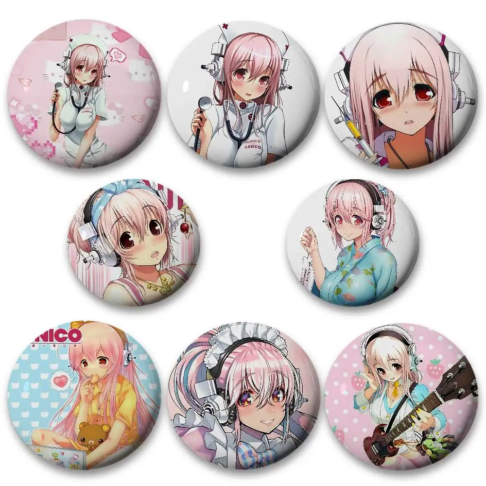 Cute S-Super S-Sonico Badges Button PinsBrooch Creative Funny Quotes Badge Clothes Backpack Jewelry Gift For Kids Friends