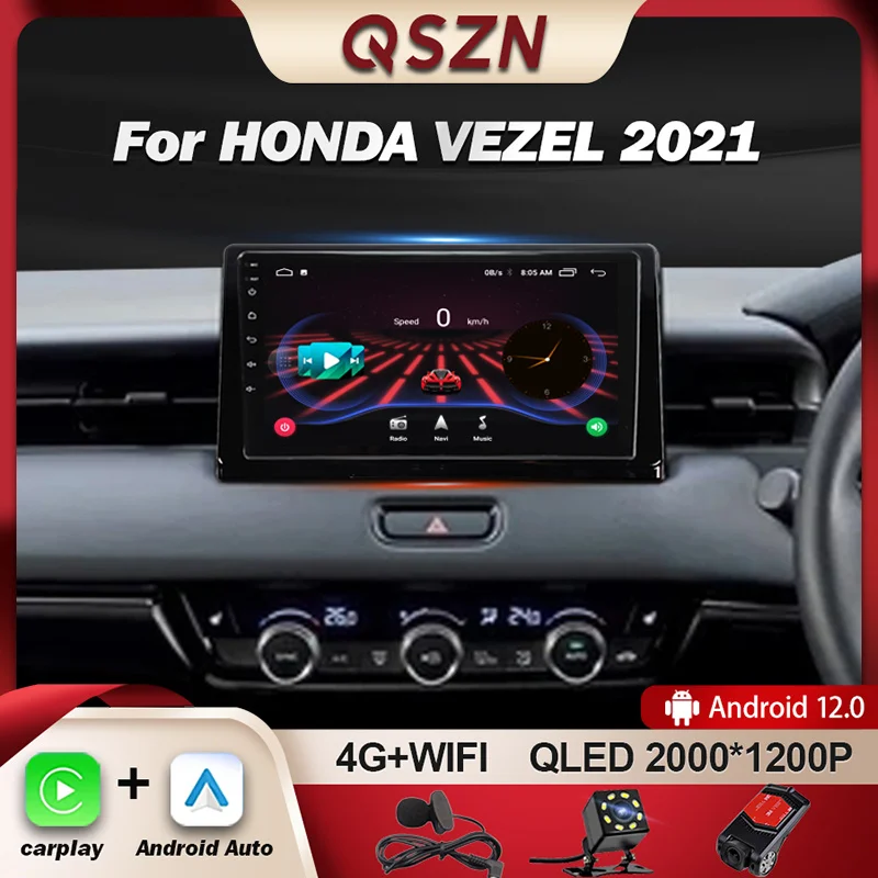 

QSZN For HONDA VEZEL 2021 Car Radio Multimedia Video Player Navigation GPS 4G Carplay Android 12 Autoradio Head Unit Stereo IPS