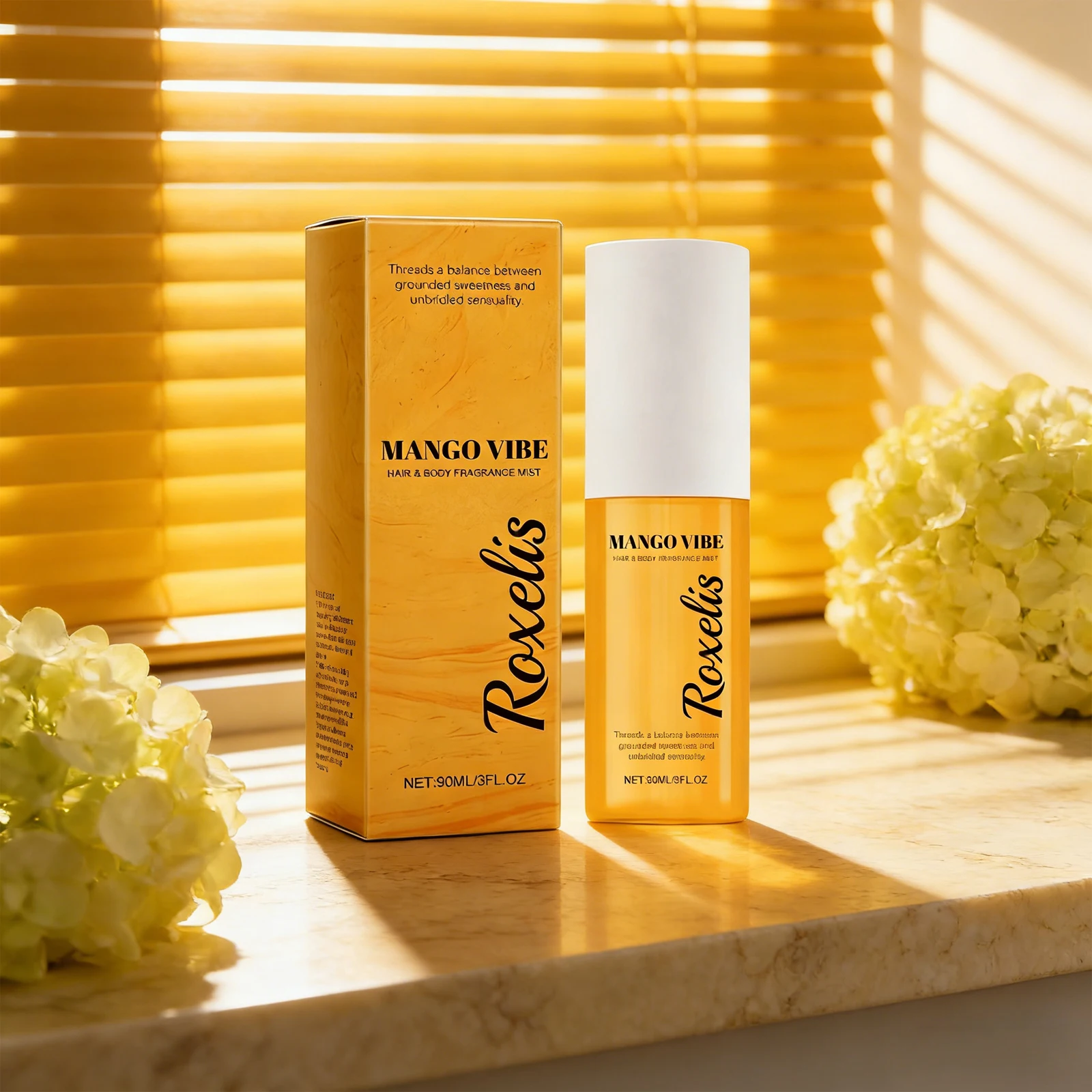 Perfume Roxelis Mango Vibe 90ml, Aroma Fresco y Frutal, Fragancia Romántica para Citas, Larga Duración, Realza el Encanto, Perfume Corporal Portátil