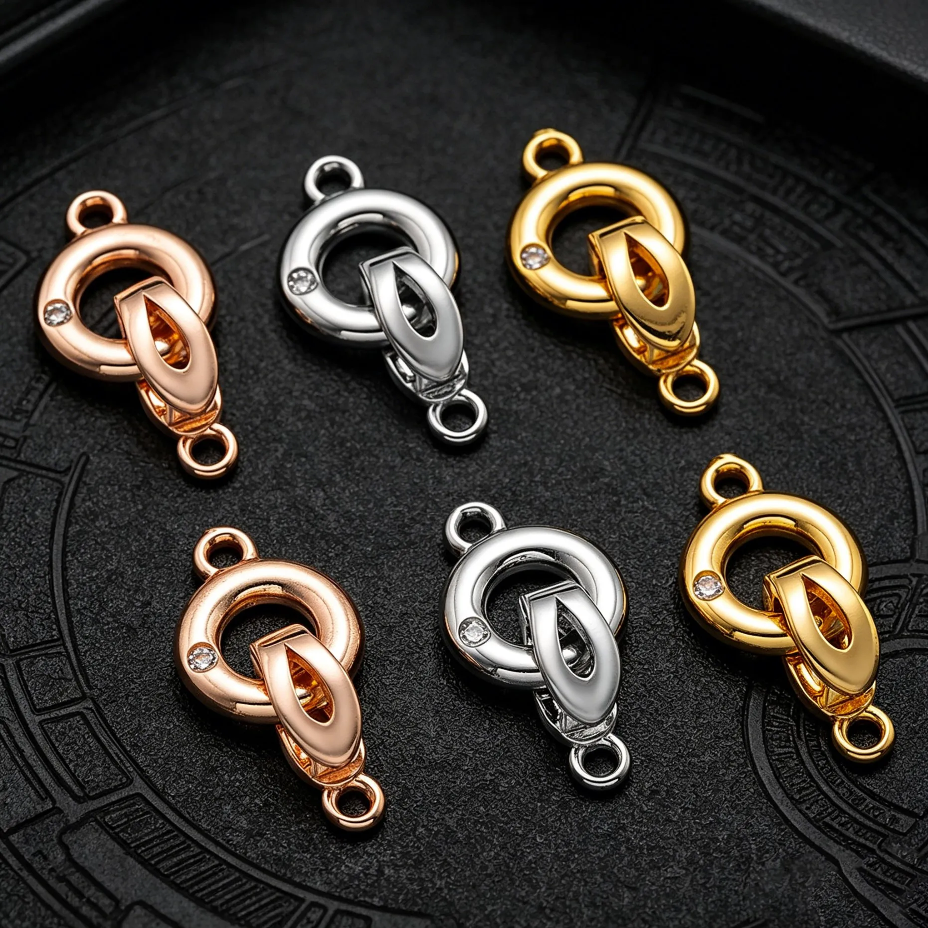2 Stück 18K vergoldete dekorative Verschlüsse, Verbindungsverschlüsse, Perlenverschlüsse, Zubehör für DIY-Armbänder, Halsketten, Schmuckherstellung – Detail 3