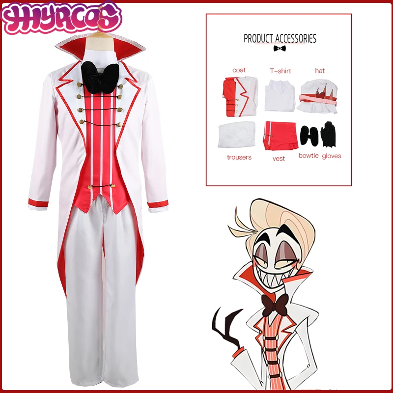 Anime Hazbin Lucifer Cosplay Hotel Morningstar Cosplay Costume Daddy White Suit Devil Hell Halloween Party Adult Men Cos Costume