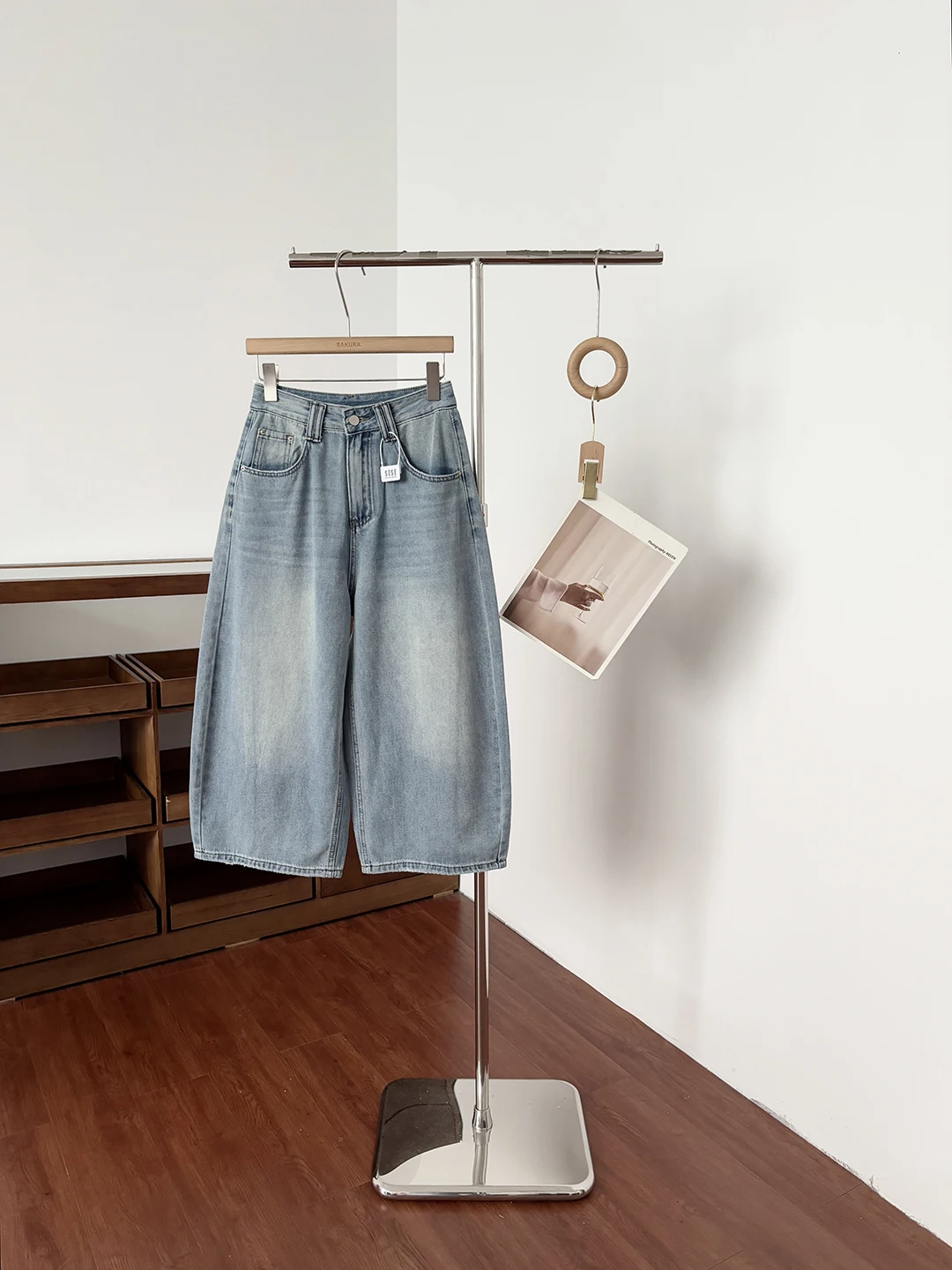 

Джинсы женские с высокой талией, широкие, свободного кроя, летние, визуально стройнящие, универсальные, винтажные, синие, прямого кроя, модель Eighteen Pants