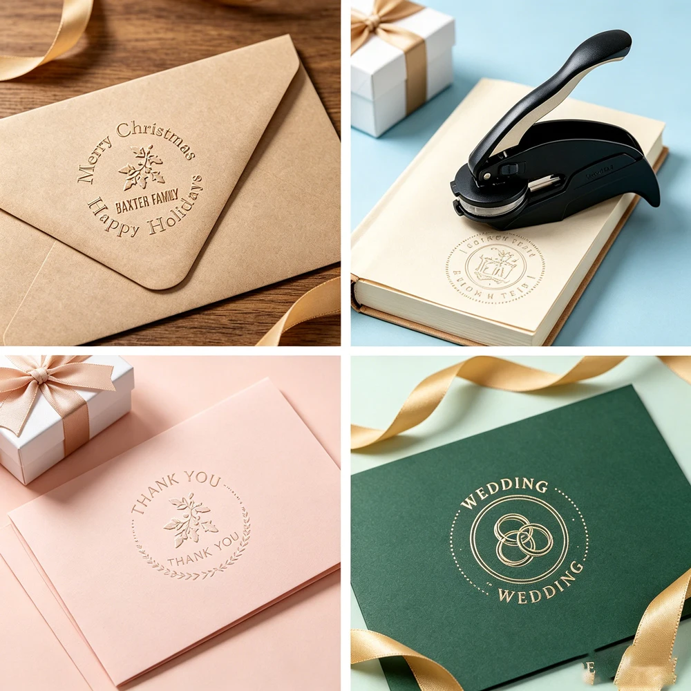 Sceau d'embossage personnalisé sur mesure pour livres, invitations de mariage et personnalisation de logo – Tampons d'embossage pour papier
