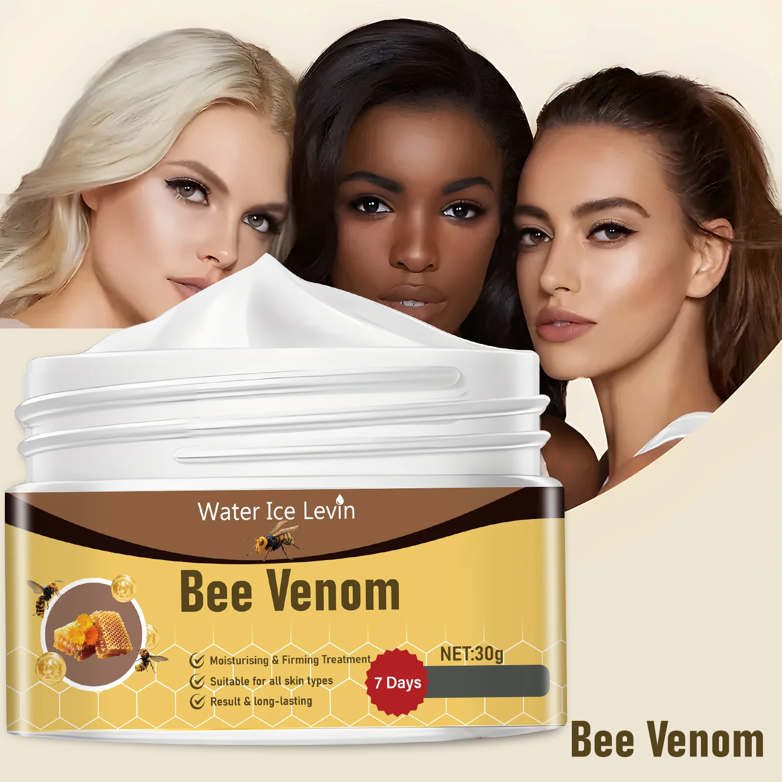 Bee Venom Moisturizing Cream - Nourishing and Firming with Honey and Glycerin, Suitable for All Skin Types, Say Goodbye to Dry Skin, Lightweight and Transparent, Natural Beauty Product