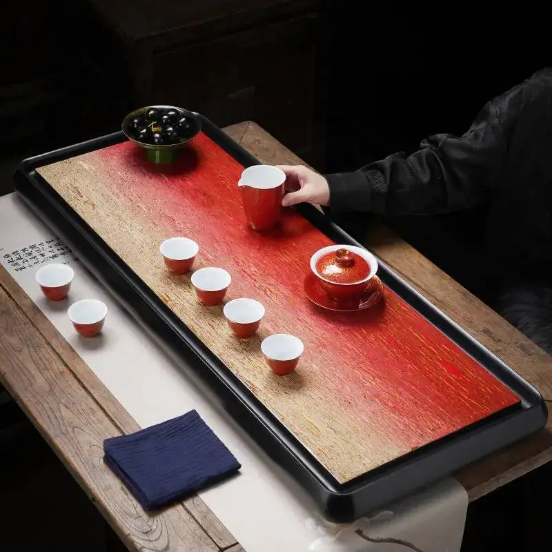 Wood Plates For Food Cafeteria Tea Tray Wooden Rectangle Living Room Tea Tray Coasters Valet Bandeja Madera Home Products