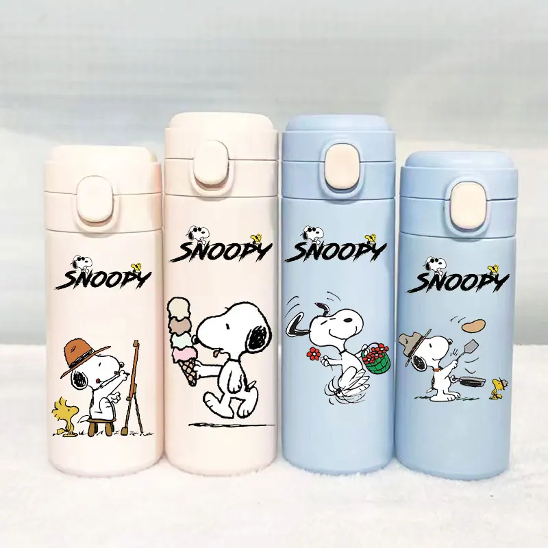 Snoopy Thermal Cup 320ml/420ml Portable Large Capacity Outdoor Sports Charlie Brown Water Cup Drinking Stainless Steel Bottle