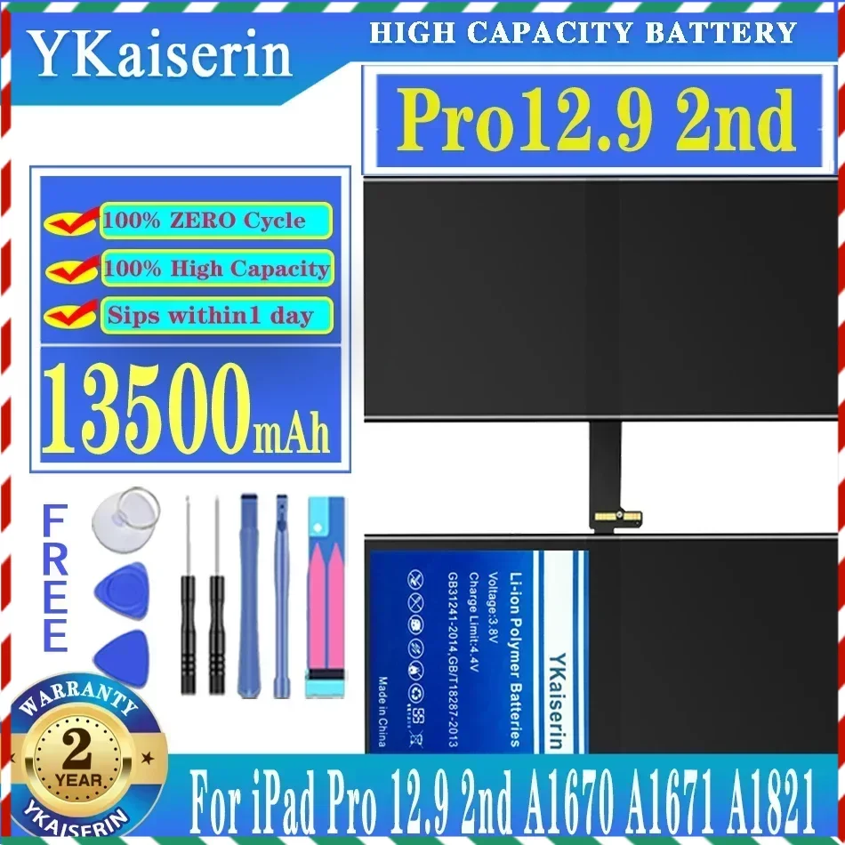 

YKaiserin Pro12.9 2nd 13500mah Replacement Battery For IPad Pro 12.9 2nd A1670 A1671 A1821 New Battery + Track Code