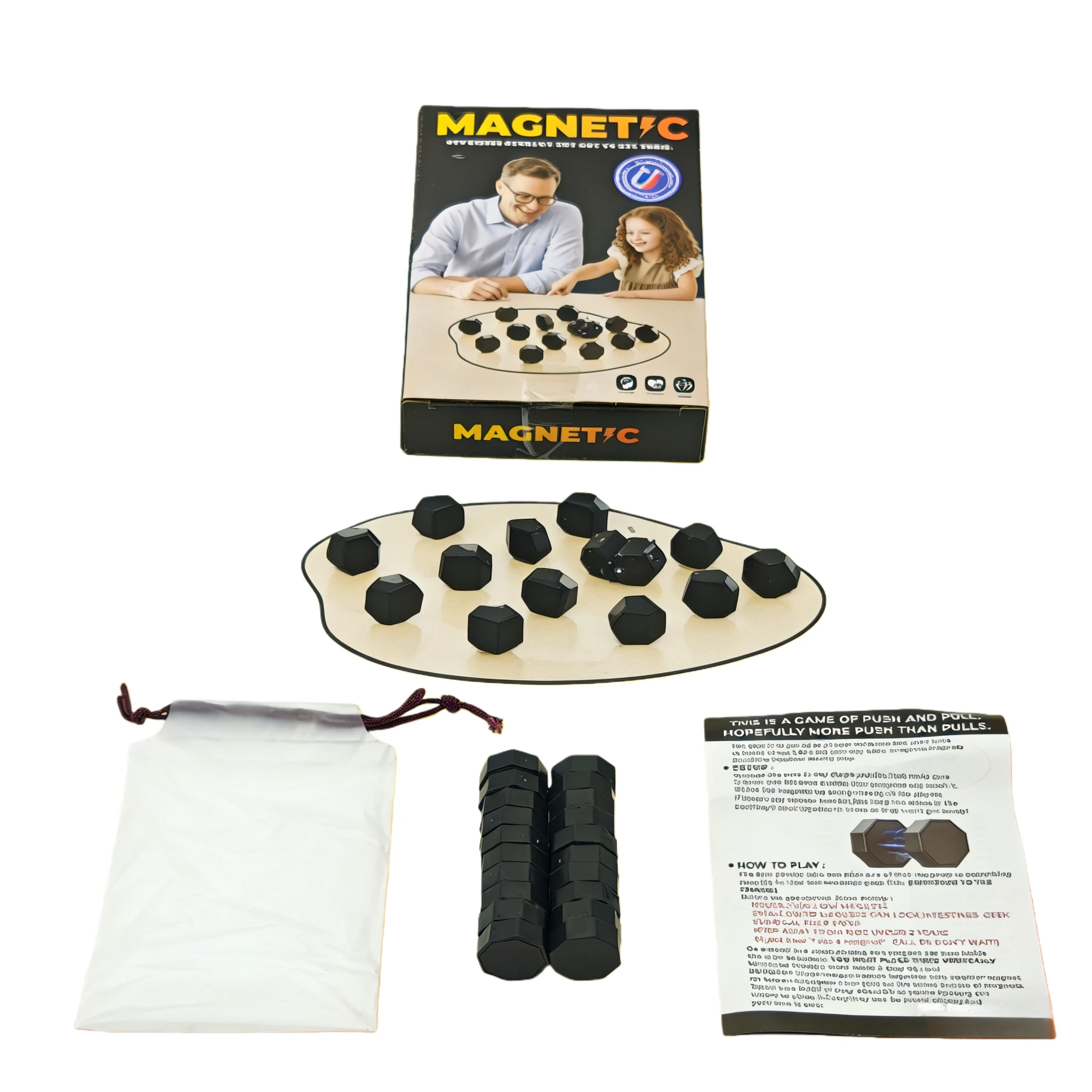 

Black Party Game Magnetic Stone Game Interactive Board Game, suitable for family and adult entertainment and interaction.