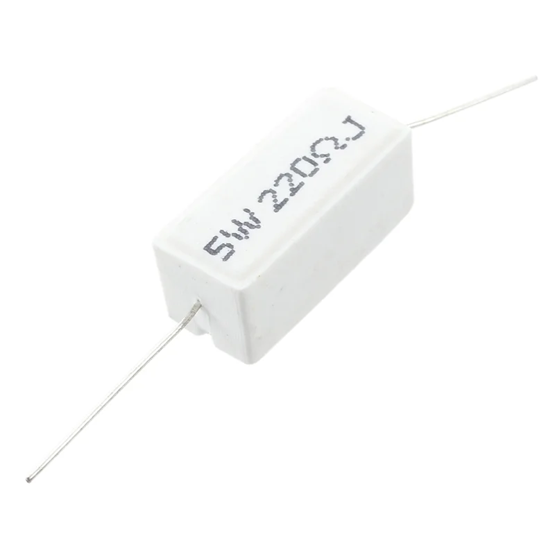 Solid 40 Pcs Axial Lead  Cement Power Resistor 220 Ohm 5W