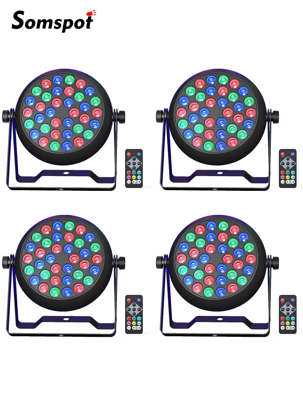 Somspot 4 Stück 36 LEDs PAR-Scheinwerfer RGB DJ Disco Party Lichter Bühneneffektbeleuchtung für Konzerte Hochzeiten Theater Live-Shows Bars Clubs