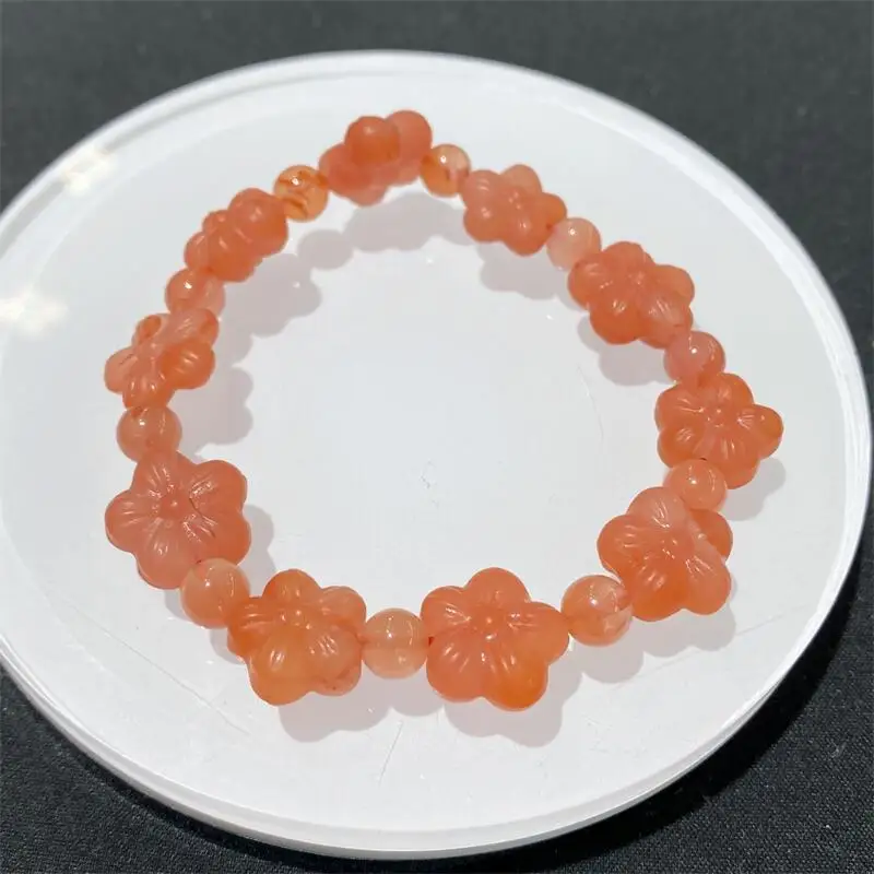 

Натуральный Агат Наньхун Цветок Браслет Из Бисера Кристалл Йога Рейки Исцеление Фэншуй Камень Эластичный Женский Праздничный Подарок 1 ШТ.