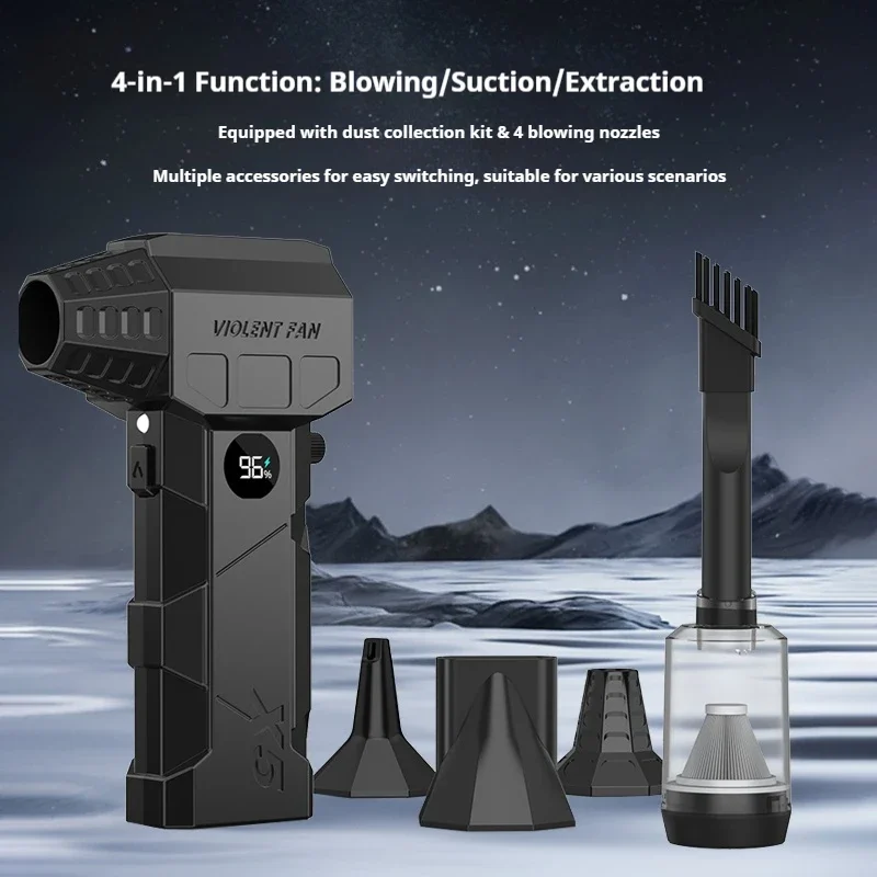 X5Pro Turbo Jet Blowe 990000RPM منفاخ هواء قوي محرك بدون فرشاة مروحة تربو سرعة الرياح 75 متر/الثانية 10000 مللي أمبير نسيم قوي #4