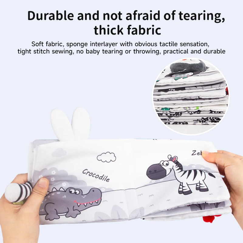 Nouveau bébé livres 3D toucher haute contraste tissu livre jouets dessin animé animaux infantile livre jouet sensoriel enfant en bas âge activité poussette jouet