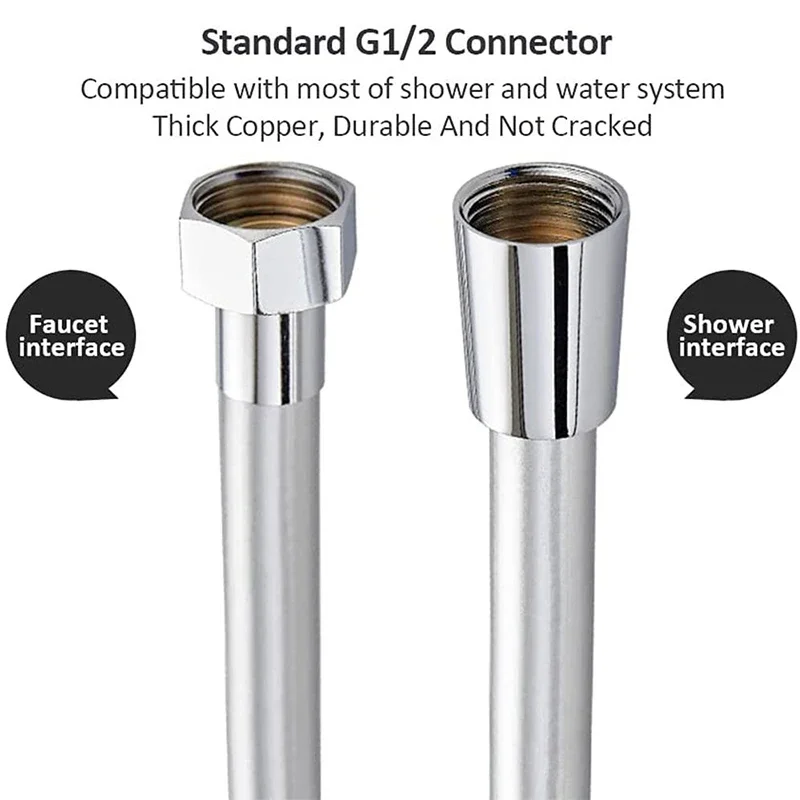 Bourdillat-Mangueira de chuveiro portátil para banheiro, tubulação de água do chuveiro, chuveiro de substituição, prata preta e ouro, SS304