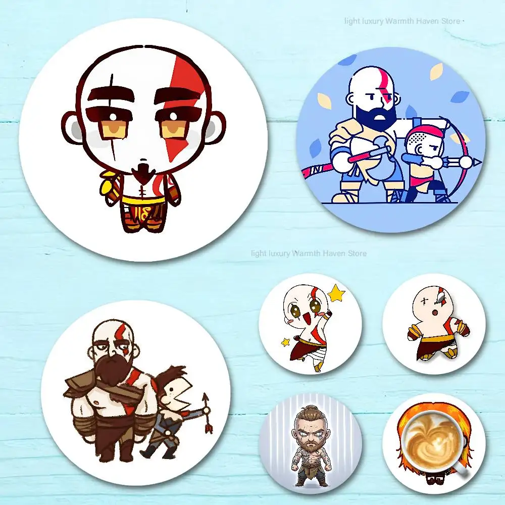

Game G-God of W-War Wooden Coasters 10cm Round Cosplay Fans Collect Friends Gifts