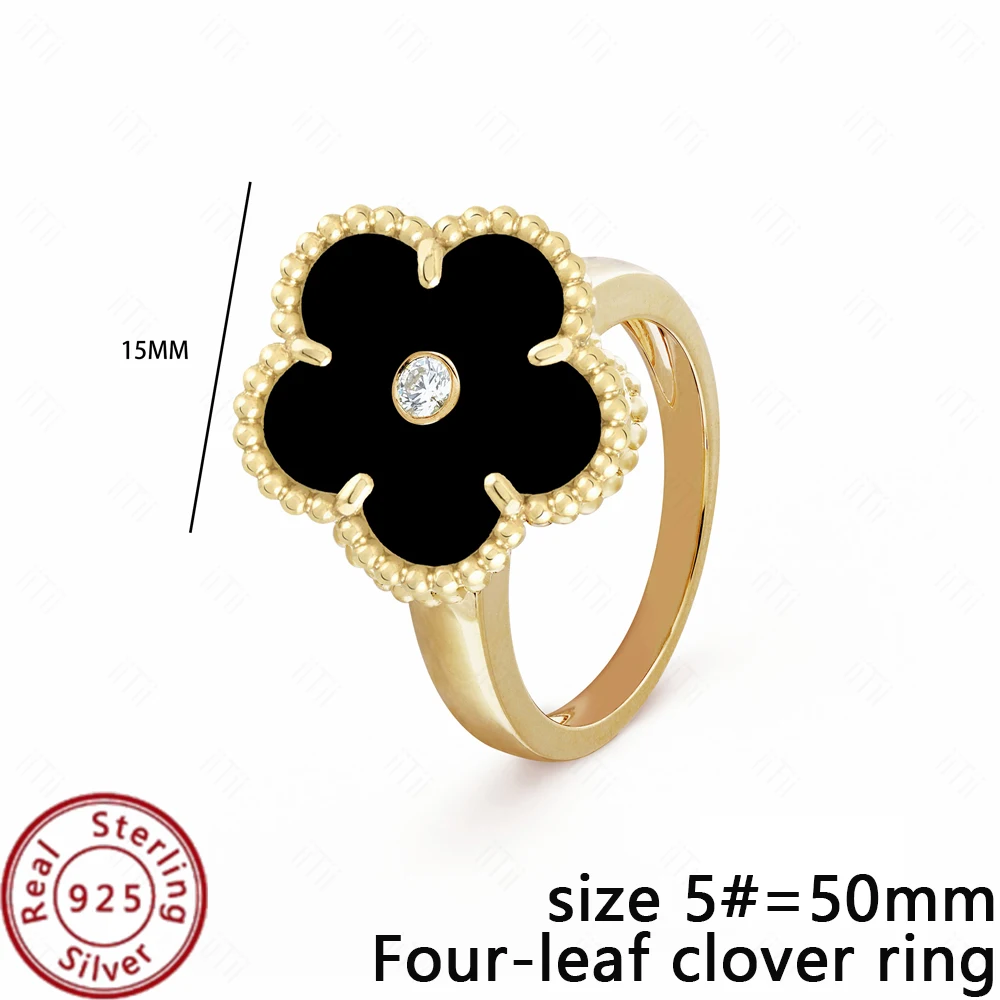 Charming 2024 Accessory: S925 Silver VCA Clover Ring, A Compact yet Elegant Piece, Stylish for Any Occasion, Priced to Sell!