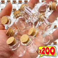 200/10pcs Mini Glass Bottles DIY Crafts Transparent Empty Message Wishing Bottle with Cork for Birthday Wedding Party Decor Gift