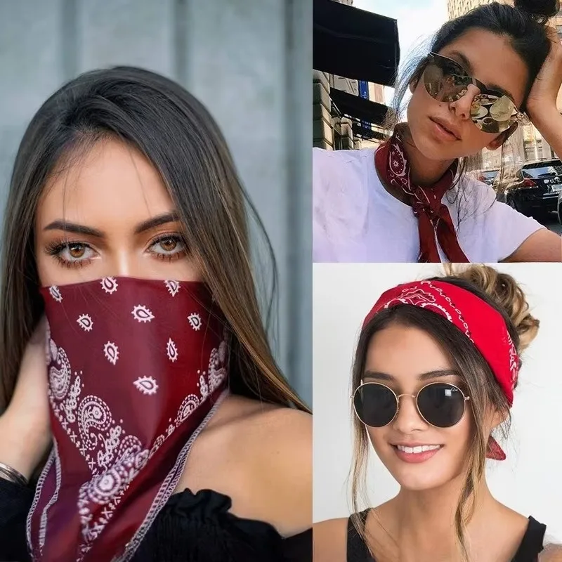 Unisex Men Women Hairband Cowboy Mens Biker Sports Headwear Wrist Hairwrap Single Sided Head Wrap Scarf Paisley