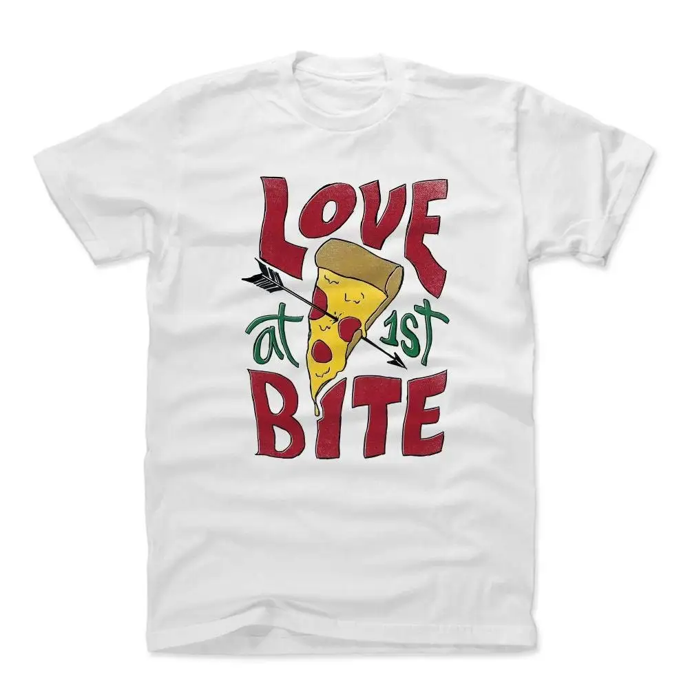 Pizza Men's Cotton T Shirt Funny Food Lifestyles Love At First Bite