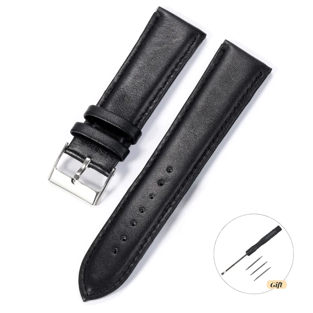 

Leather Strap 18/20/22mm for Men Metal Buckle Universal Replacement Strap for Samsung Galaxy Watch 4 3 Watch Accessories