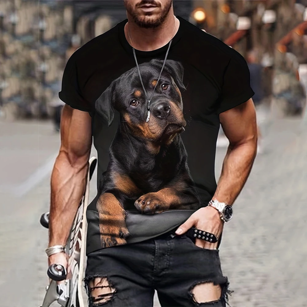 Fashion Dog Print T shirt Men Summer Animal 3D Print Streetwear Men's Clothing Fashion Oversized T-shirt Dog Graphic T shirts