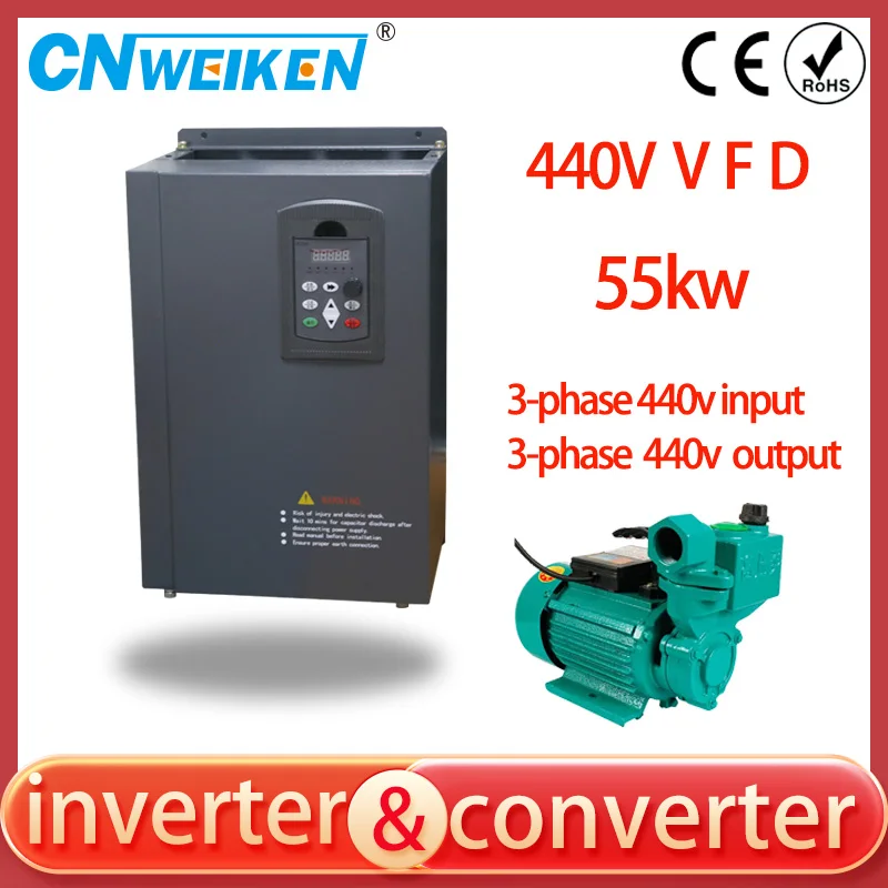 37kw/45KW/55KW VFD Variable Frequency Drive VFD Inverter 3HP 440v Frequency Inverter Speed Control for large extruder load Motor