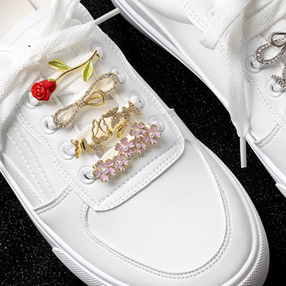 

7 Pcs Small White Shoes Buckle Clips Alloy Decor Gemstone Charms For Flat Boots S Heels Wedding Parties Accessories Shoe