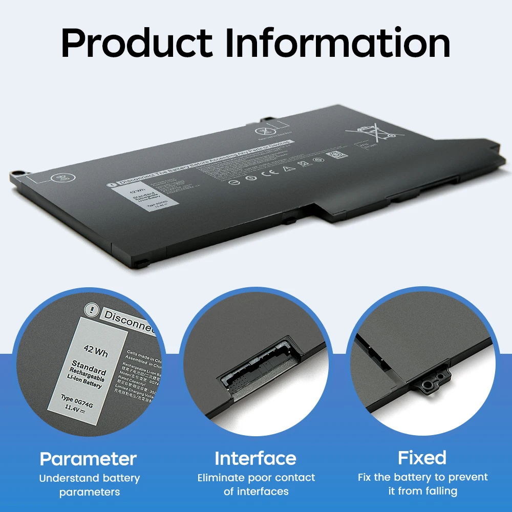 0G74G MXV9V Laptop Battery for DELL Latitude 12 7000 E7000 7280 7380 7480 7290 E7280 E7380 E7480 E7390 451-BBZL 42Wh