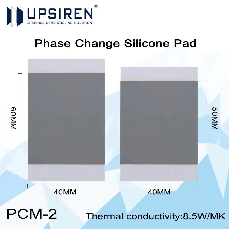 UPSIREN PCM-1PCM-2 8.5W/mk Solid Silicone Grease Phase Change Silicone Pad For GPU CPU Laptop Cooling 40x60 Thermal Silicone Pad