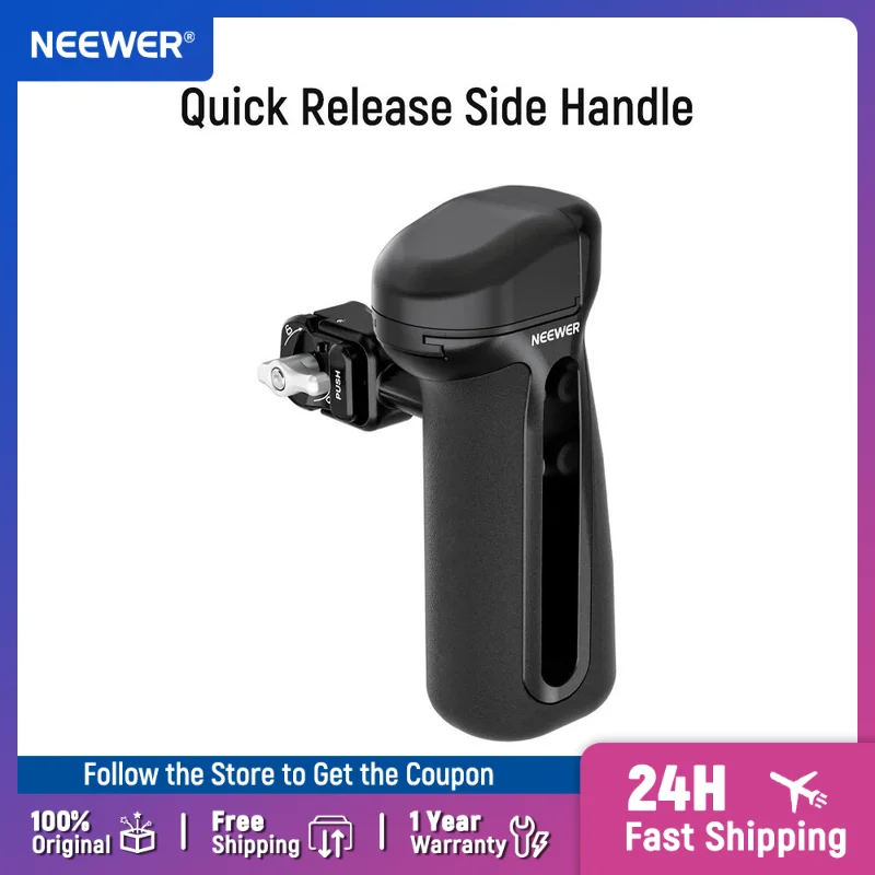 

Быстросъемная боковая рукоятка NEEWER с защитой от отсоединения и креплением для студийной лампы, 360° ° Вращающийся силиконовый нескользящий держатель для iPhone 16 Pro Max S25 Ultra