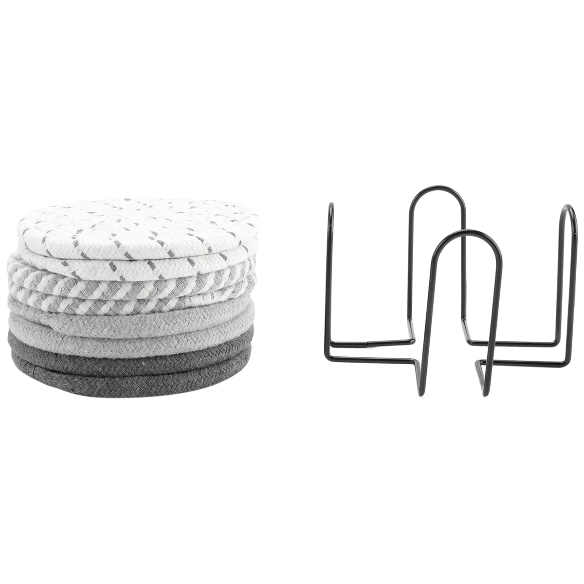 ABNH 8개 음료 컵받침(홀더 포함), 4가지 색상 흡수성 음료 컵받침, 홈 데코용 면직물 컵받침 세트 B