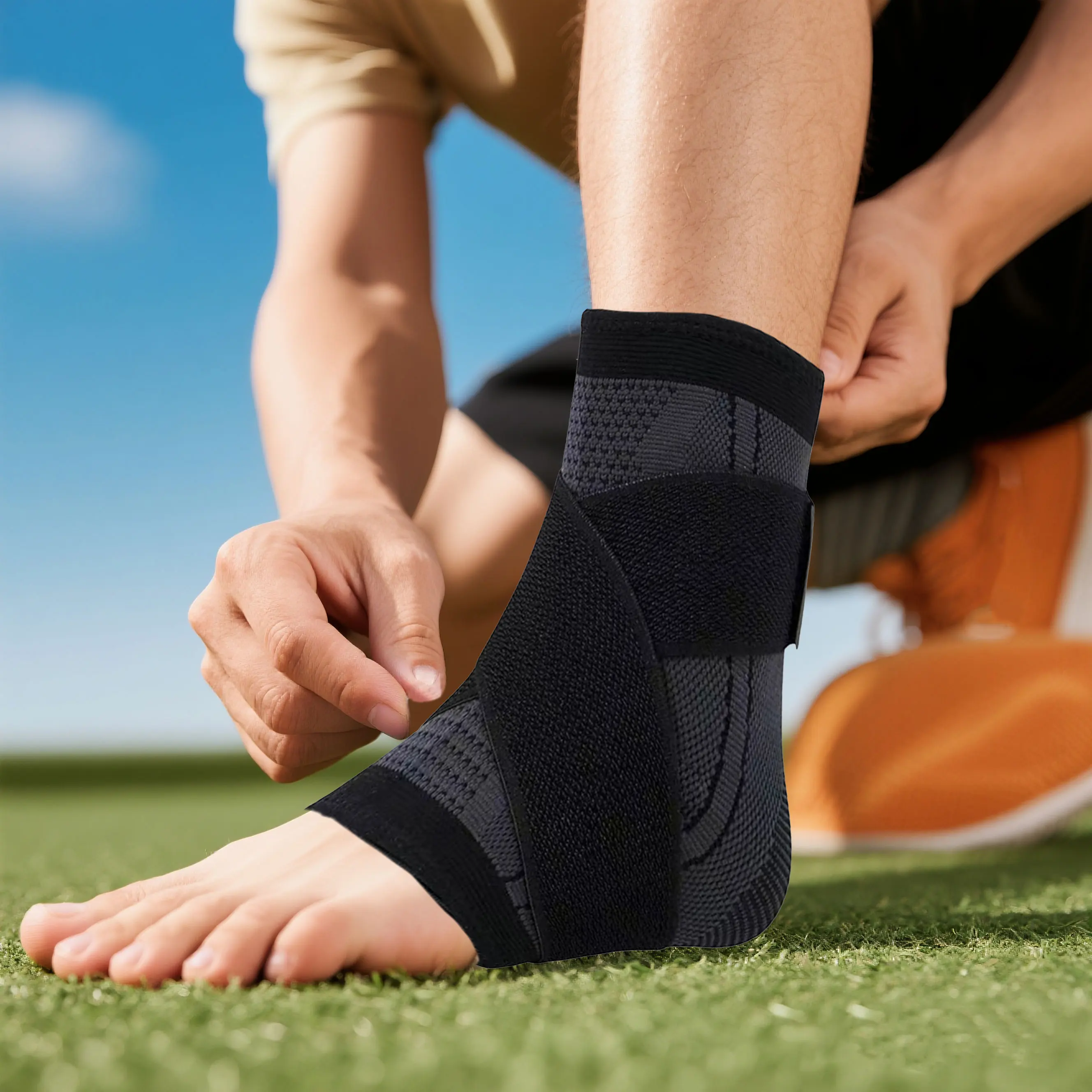 1 قطعة ضمادة مضغوطة الكاحل حامي الرياضة خلخال دعم حزام القدم النايلون محبوك مطاطا دعامة كاحل رياضة كرة السلة الجري