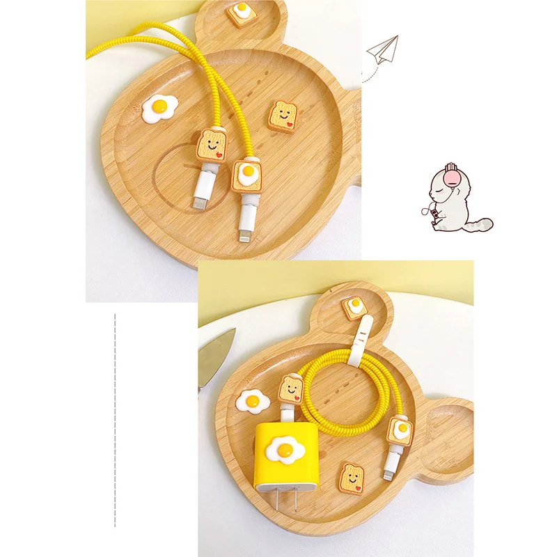 Cartoon Cable Protectors Phone Charger Case for Apple Iphone 14 13 12 18/20W Power Adapter Phone Charger Head Data Cable Sleeve