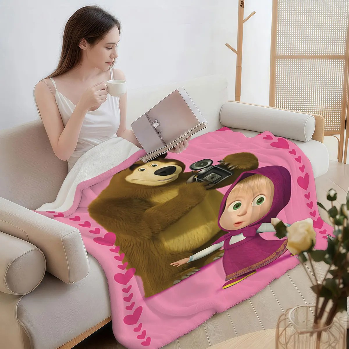 1 قطعة مارثا والدب المطبوعة الفانيلا بطانية متعددة الحجم غطاء أريكة بطانية القيلولة بطانية لينة ومريحة آلة قابل للغسل #1