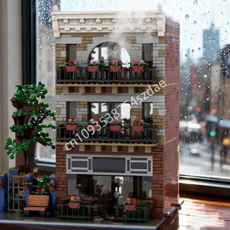 ตัวต่อโมเดลร้านกาแฟริมน้ำ MOC 2517 ชิ้น ของเล่นตัวต่อประกอบเอง ของขวัญคริสต์มาส ของเล่นเด็ก ของขวัญวันเกิด