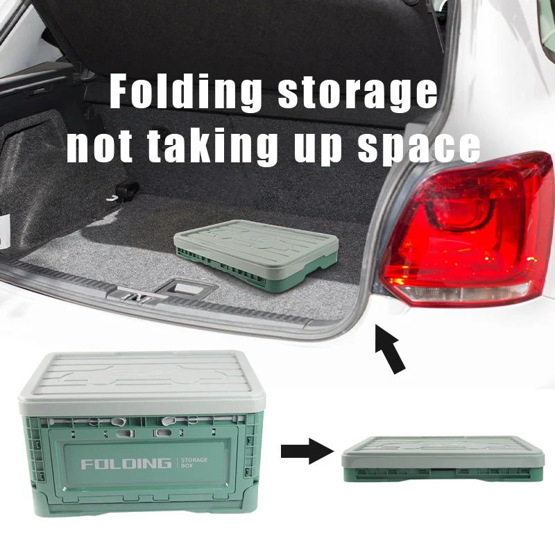 High Quality Outdoor camping folding plastic storage box with Foldable tabletop