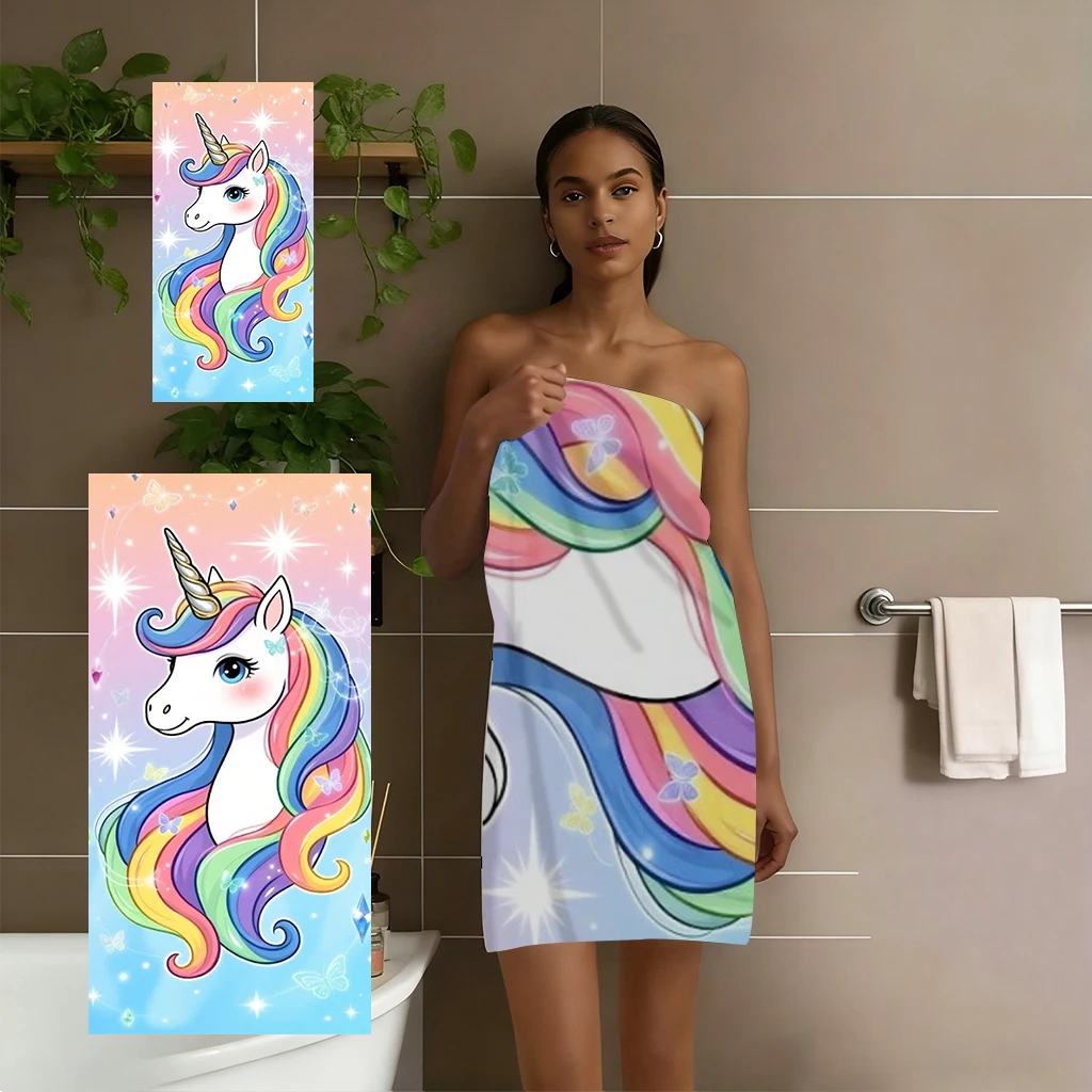 Strandtuch mit Einhorn-Muster, weiches Mikrofaser-Strandtuch, extra groß, saugfähig, für Reisen, Schwimmbad, Surfen, Yoga, Camping, Strand
