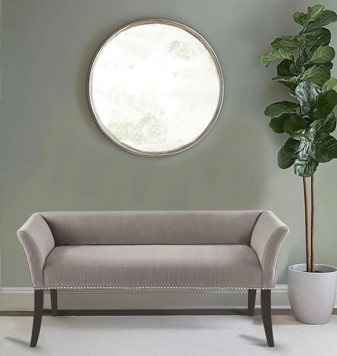 Welburn Bedroom Solid Wood Polyester Fabric Seating Modern Style, 49.5"W x 19.25"D x 23"H, Grey