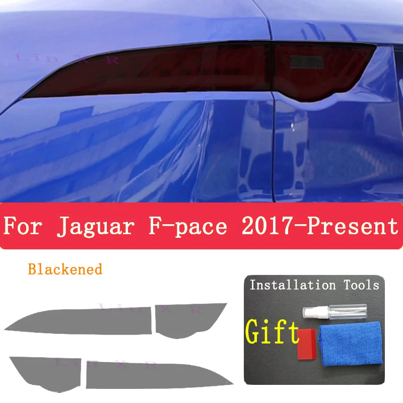 For Jaguar F Pace X761 2017 Rear Headlamp Car Styling Sticker Headlamps TPU Smoked Black taillight Protector Film accessories