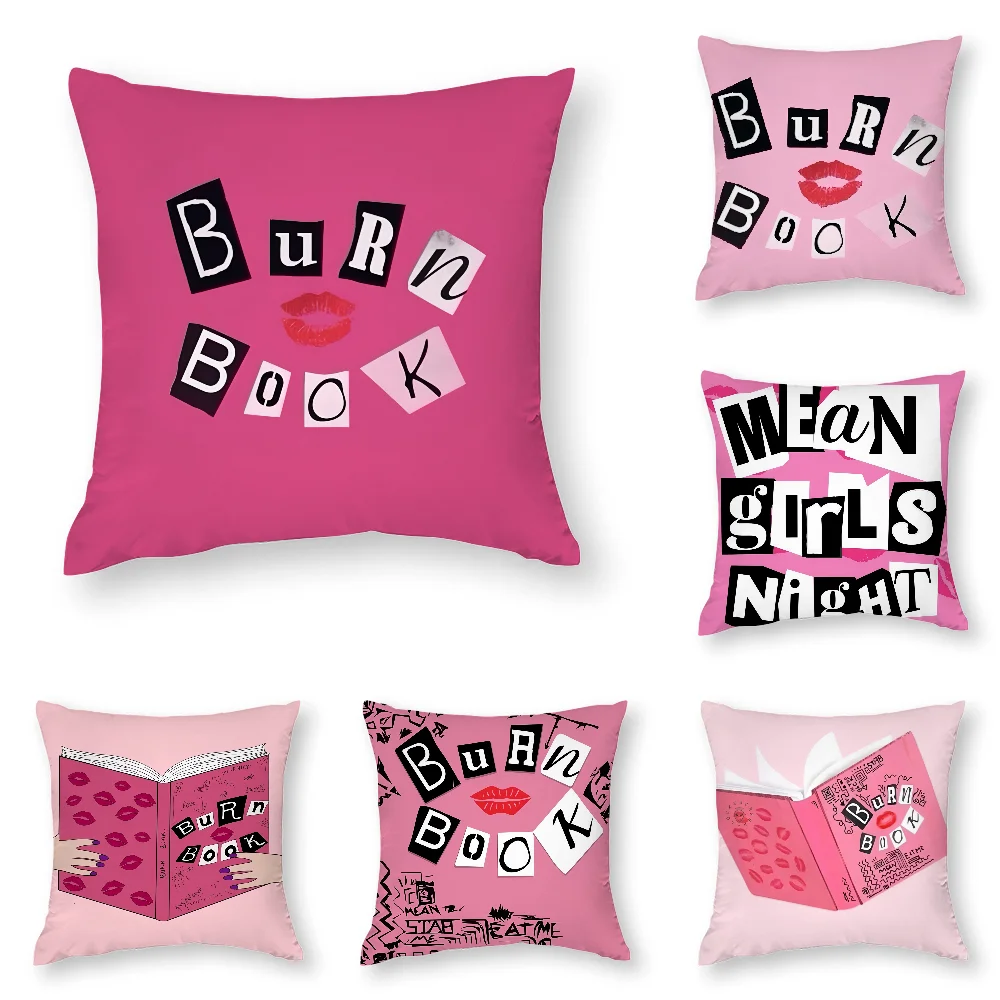 

M-Mean Girls Burn Book Pillow Case 3D Print Polyester Fiber 45*45 cm Home Sofa Throw Pillow Cover Decoration Festival Gift