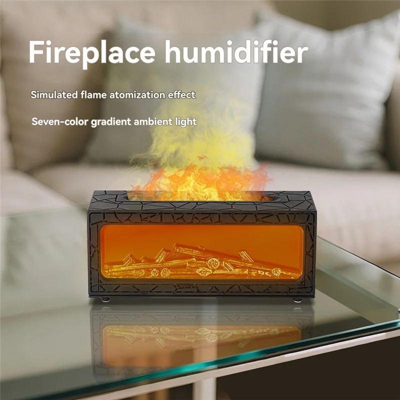 ABWM - Mini dyfuzory kominkowe do olejków eterycznych z pilotem, 7 kolorów światła, efekt płomienia ogniska, nawilżacz powietrza