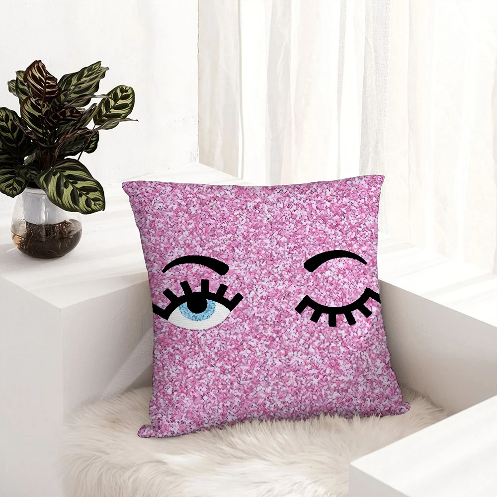 Hot E-EyeS C-Chiara Pink Pillow Case Plush Fabric Soft Pillowcase Double Sided Print  Sofa Cushion Cover Throw Pillow Cover