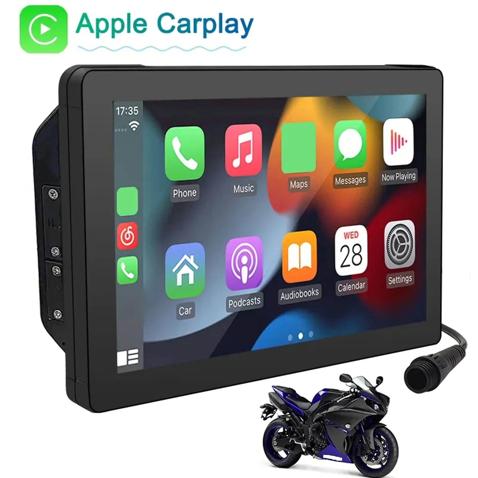 Navigation GPS CarPlay tactile étanche pour moto, navigateur spécial pour moto, prise en charge CarPlay sans fil, Android Auto, 7 pouces