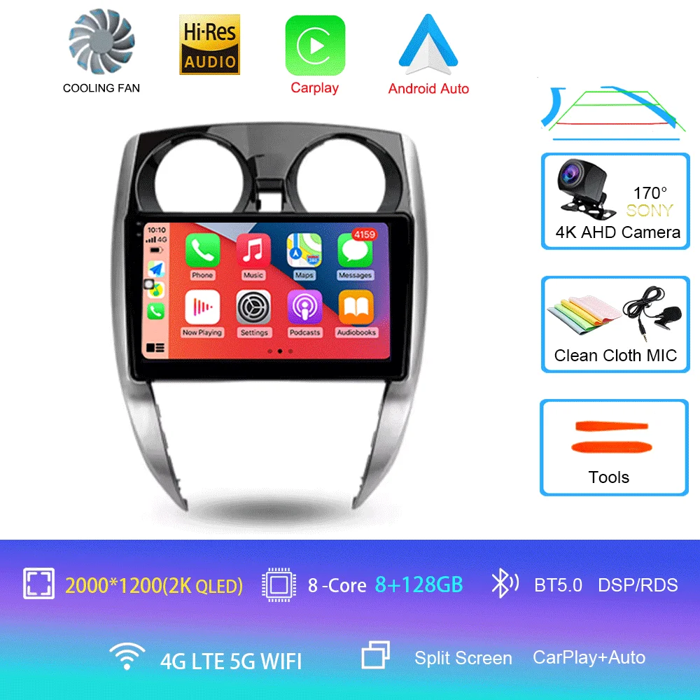 Nissan Note 2 E12 2012 - 2021 Carplay Auto 4G+WIFI GPS autoradio navigatie multimedia videospeler stereo BT Android 16 - afbeelding 1