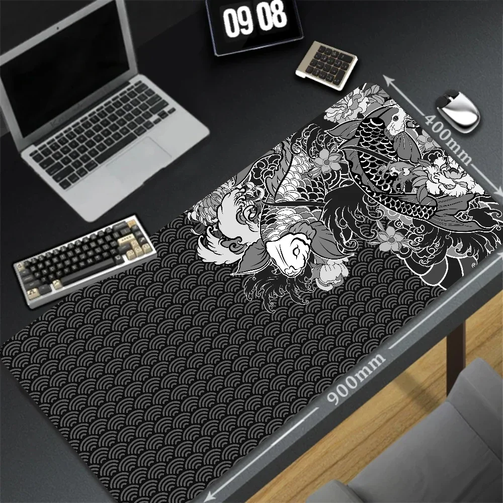 Almofada De Mesa Diabo De Tamanho Grande, Anime Japonês Mousepad, Mesa Para PC, Cara Fantasma, Preto, Teclado De Borda De Bloqueio, Novo