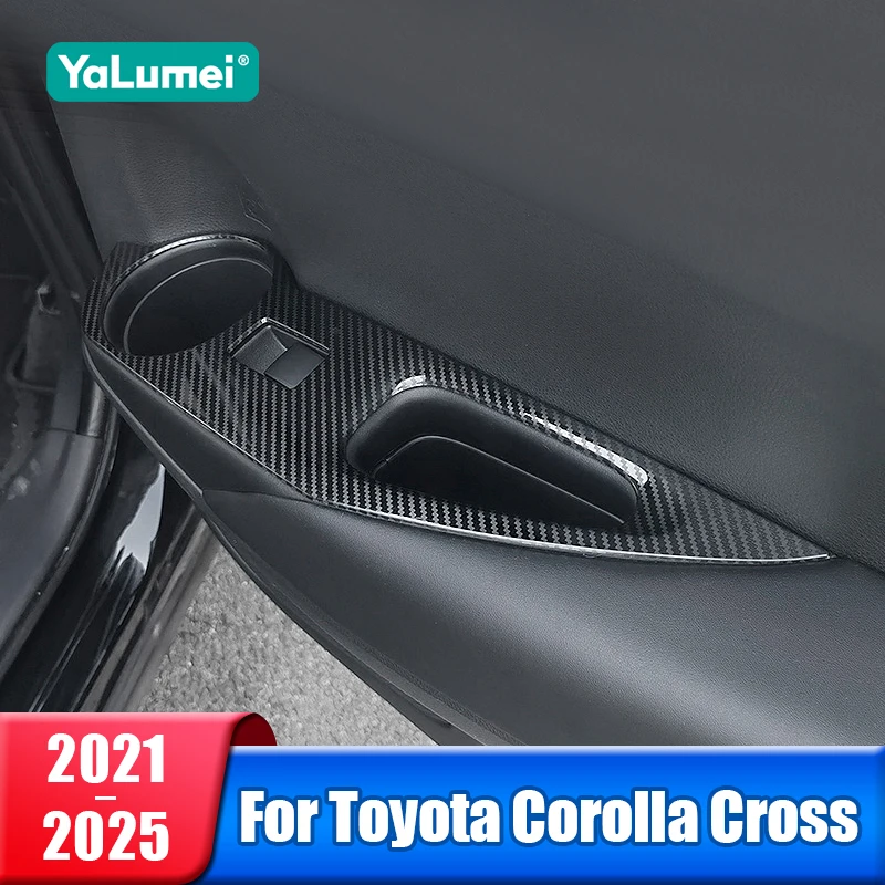 Car Window Glass Lift Switch Button Panel Trim Cover For Toyota Corolla Cross XG10 2021 2022 2023 2024 2025 Hybrid Stainless