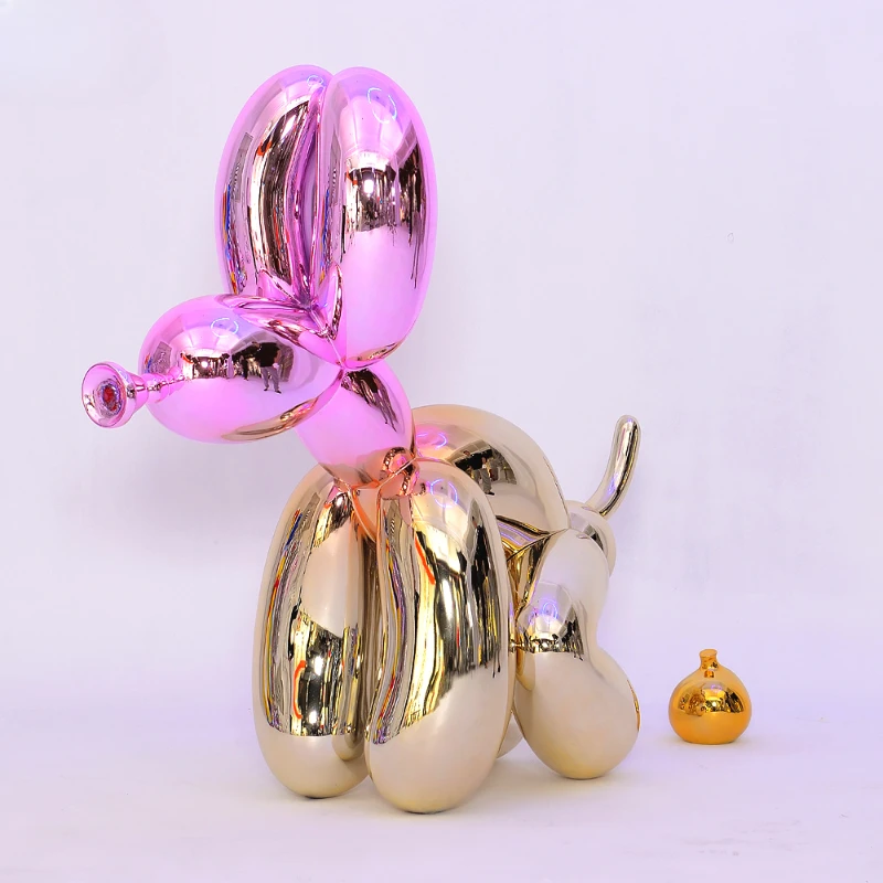 Factory large resin plated dog sculpture Indoor shop decoration activity props Fiberglass balloon dog statue