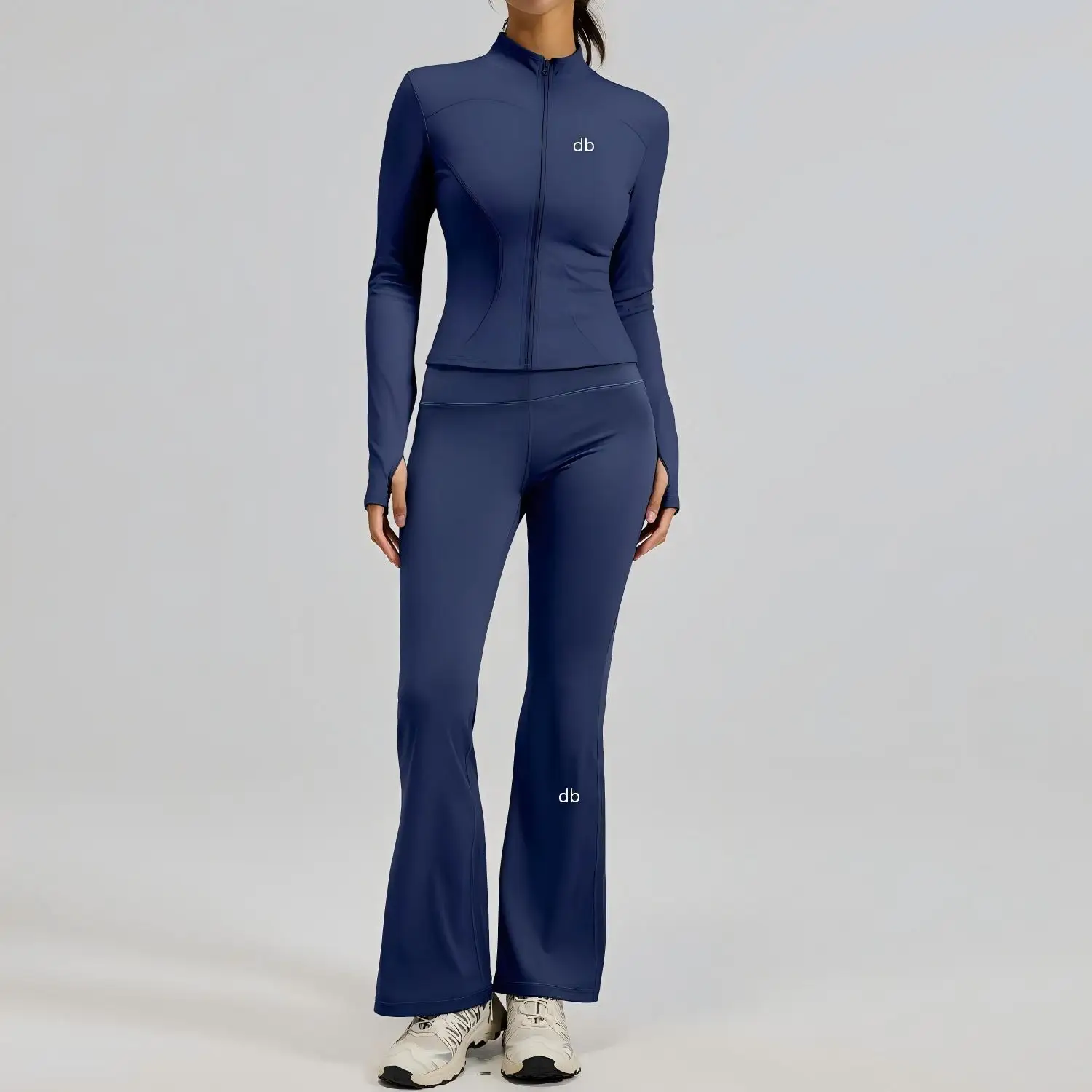Women's casual sportswear set with a nude feel, slimming, high waist, hip lifting, wide leg pants, yoga and fitness two-piece se