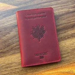 genuine leather Française Passport Cover Men 100% Genuine Leather Covers for Passport Holder Personalised Gifts for Men